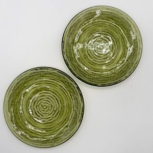 Anchor Hocking Soreno Avocado Green Saucers Only - Set of 2